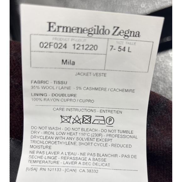 Ermenegildo Zegna Mila Blazer Mens EUR 54L US 44 L Red Plaid Wool Cashmere - Picture 4 of 14